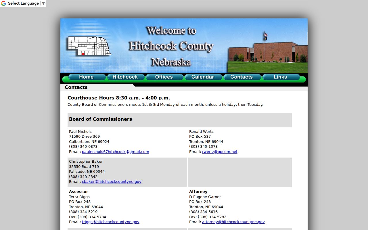 Hitchcock County warrant search county contacts page