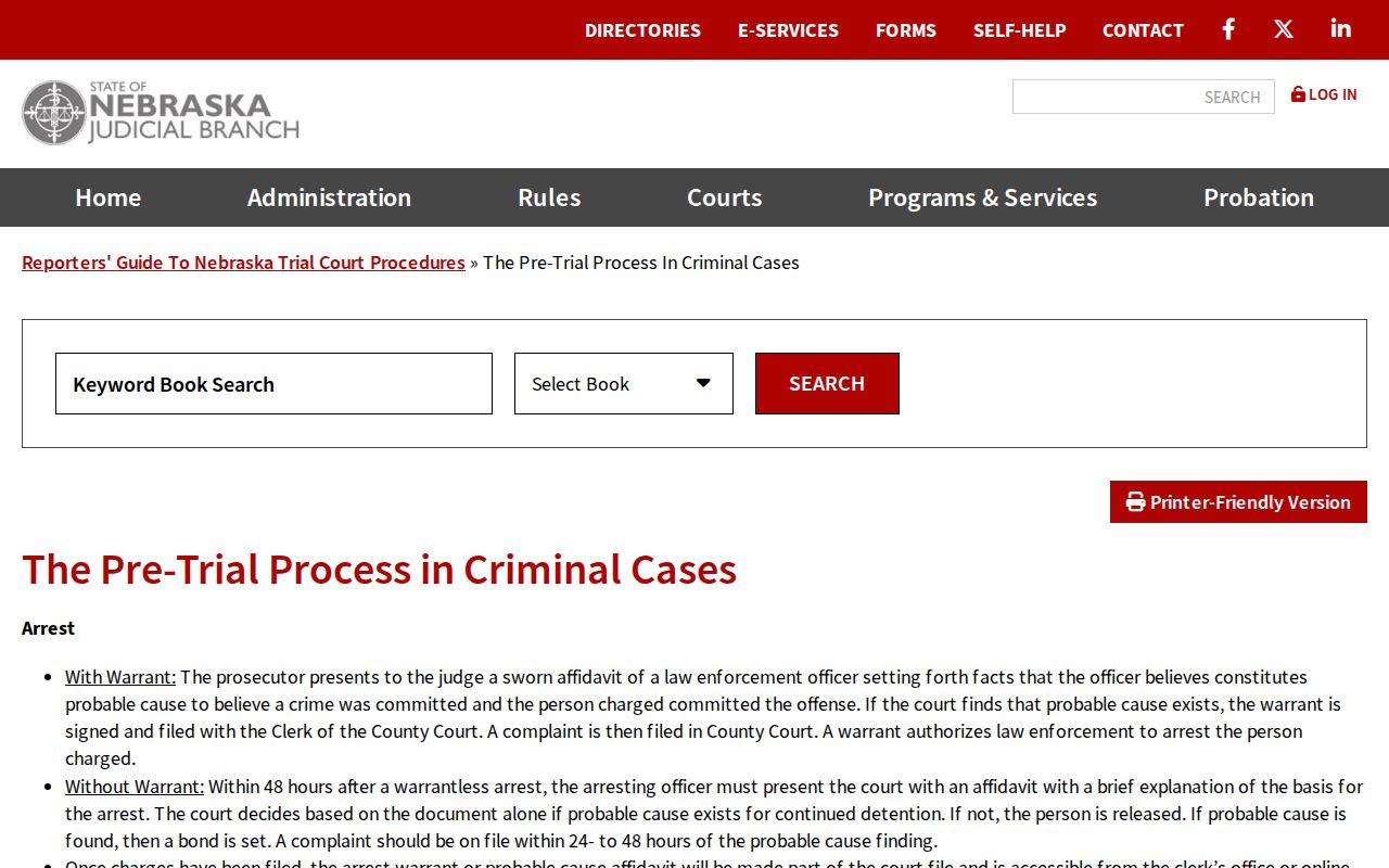 Hitchcock County bench warrant records pretrial process