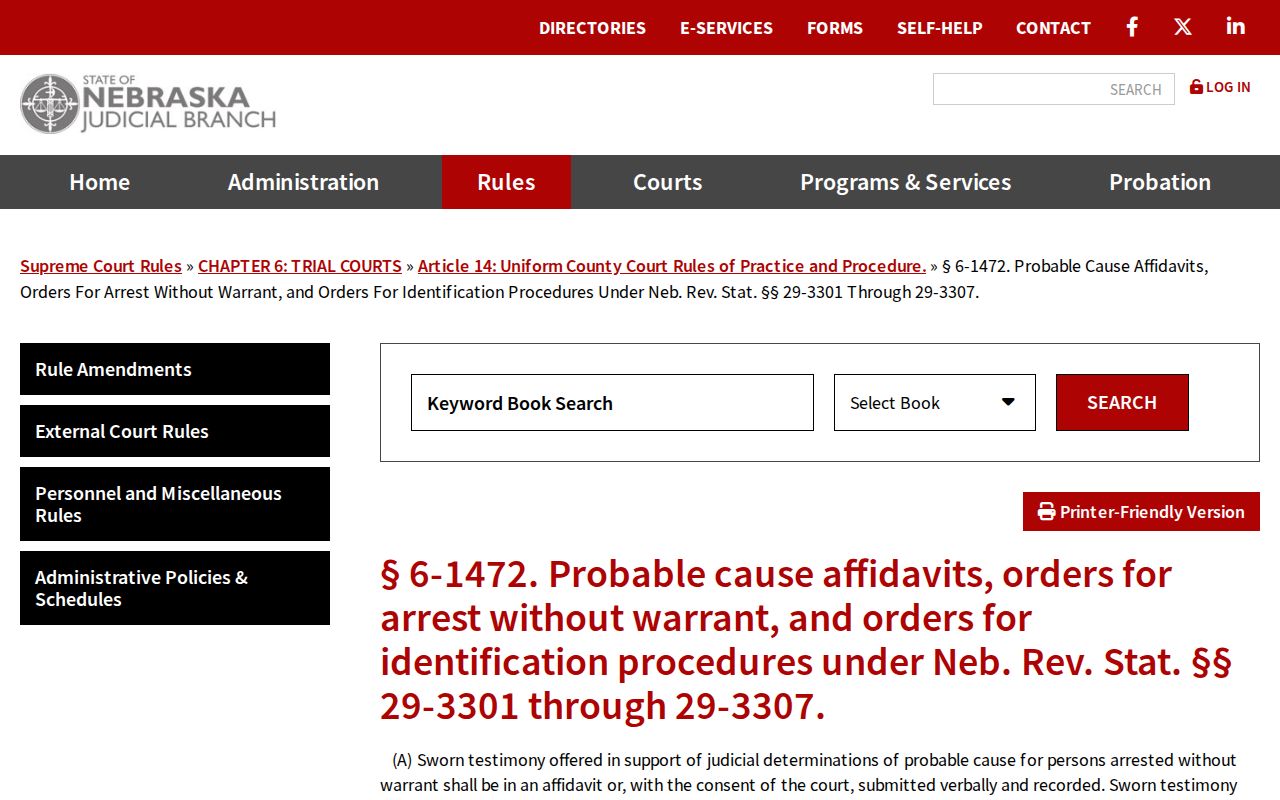 Hitchcock County arrest warrant records probable cause rule