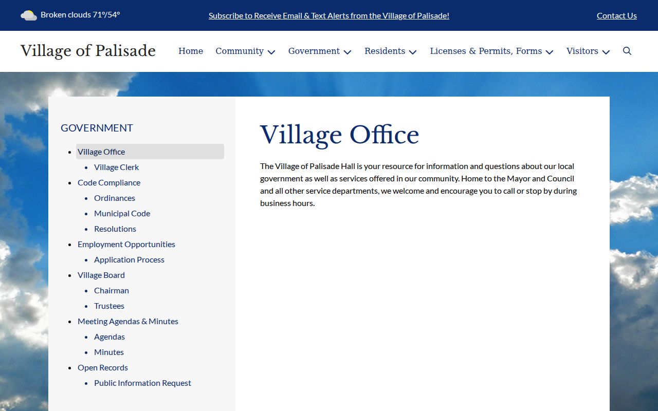 Hitchcock County Palisade warrant records Village Hall page